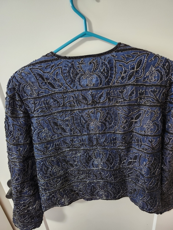 Adrianna Papell Beaded Navy Evening  Jacket - Picture 10 of 15